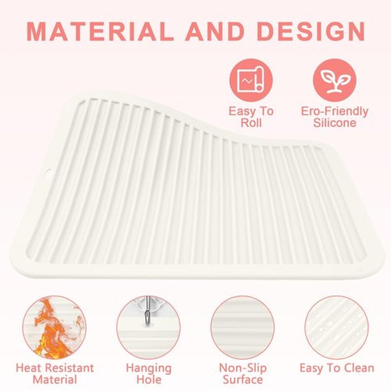 AMIJEAL Oversize Silicone Heat Resistant Mat for Hair Tools, Curling Iron Flat Iron Hair Straightener Holder Mat, Portable Hot Tools Cover Pad for Travel Vanity Salon(14.2" x 11.0")