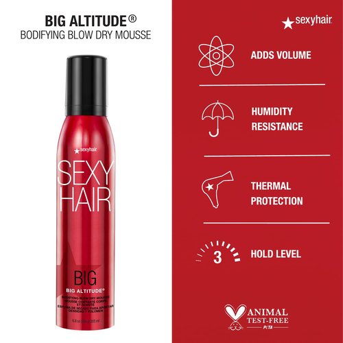 SexyHair Big Altitude Bodifying Blow Dry Mousse - 6.8 Oz | Volume & Hold | Humidity Resistant Up to 72 Hours