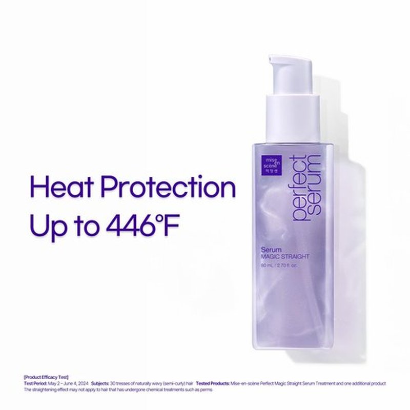 Mise En Scene Perfect Serum Magic Straight - Hair Taming Oil for Frizzy | Heat Protectant | Straightening Fixing | Humidity Hair Products | Coconut Oil | Sleek and Shine | Bergamot Scent, 2.70 Fl Oz
