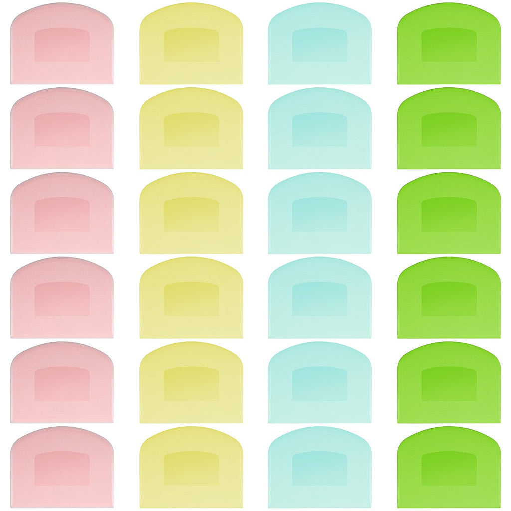 24 Pcs Bench Scraper Dough Scraper for Baking, BPA Free PE Flexible Bowl Scrapers, Food-Safe Plastic Dough Cutter Tool for Bread Cake Fondant Icing (Light Blue, Green, Yellow, Pink)