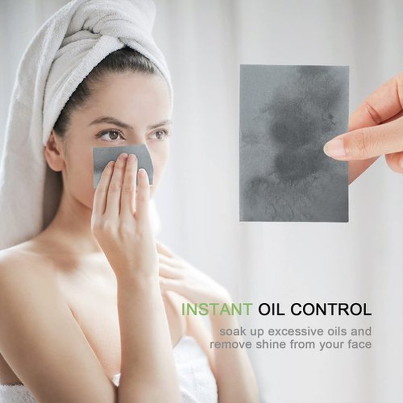 Mirucoo 300 Count Natural Bamboo Charcoal Blotting Papers Organic Facial Oil Absorbing Sheets for Oily Skin Care Daily Oil Control Linen Tissues (100 PCS/PK, 3 PKS)