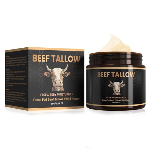 AQSLTJK Beef Tallow for Skin – Whipped Tallow & Wild Honey Balm Face & Body Moisturizer, Grass-Fed, Vitamin-Rich Deep Hydration Balm, 2.16 oz (2.12 Ounce, Unscented)