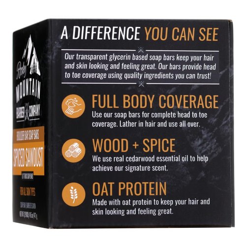 Skiennix Men's All-in-One Shampoo & Body Soap Bars - Extra Thick Glycerin - 2 Bars - Spiced Sawdust Scent - 14.5 oz