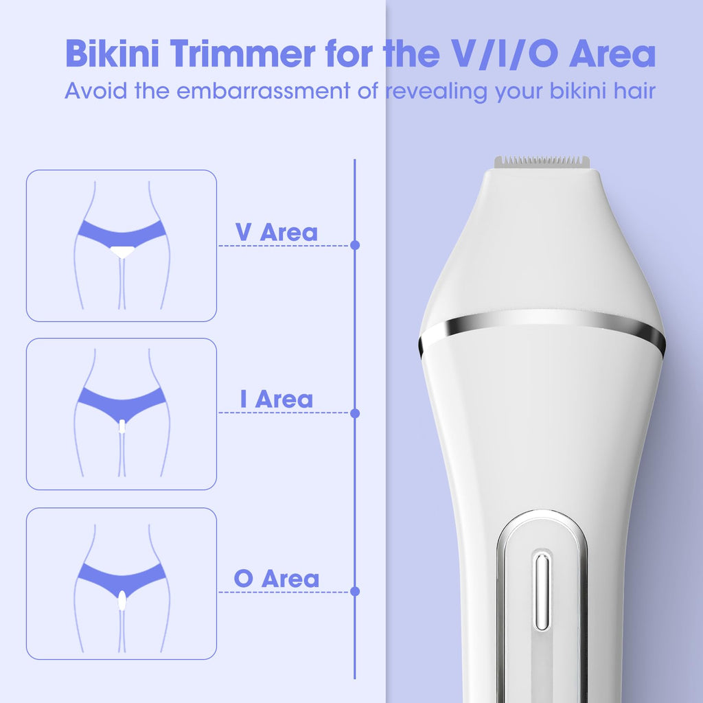 Qreeyx Epilator for Women, 7 in 1 Epilator Hair Removal for Women, Shaver, Bikini, Face Razor, Facial Brush, Face Massage and Body Exfoliator, Waterproof Painless Lady Shaver (White 227)