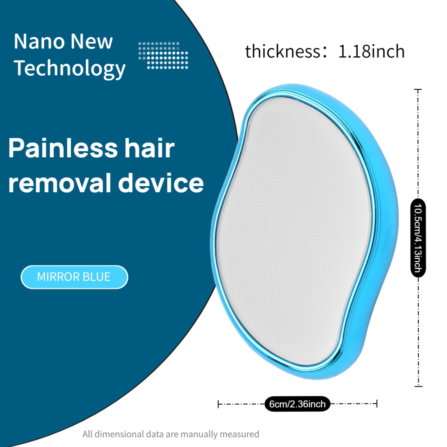 MactiveXL Natural Crystal Hair Remover (Light Blue) - Reusable Painless Nano Glass Hair Eraser, Shaver-Free Gentle Epilator & Exfoliator for Smooth Silky Skin