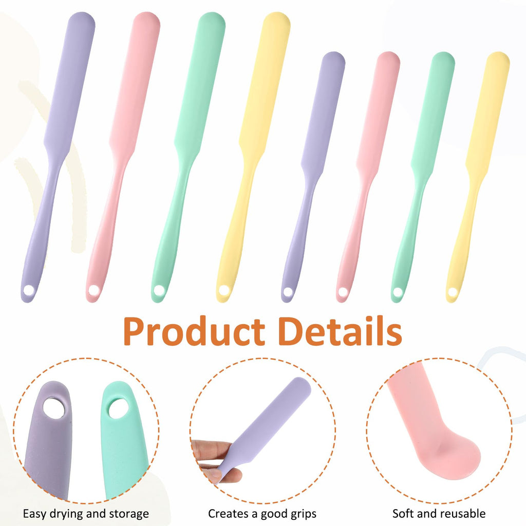 YBEATY 8 PCS Silicone Jar Spatulas Heat Resistant Kitchen Spatulas with Long Handle Cake Cream Butter Spatula Mixing Batter Scrape Jam Spreader for Jars Baking Cake Icing Kitchen Must Have