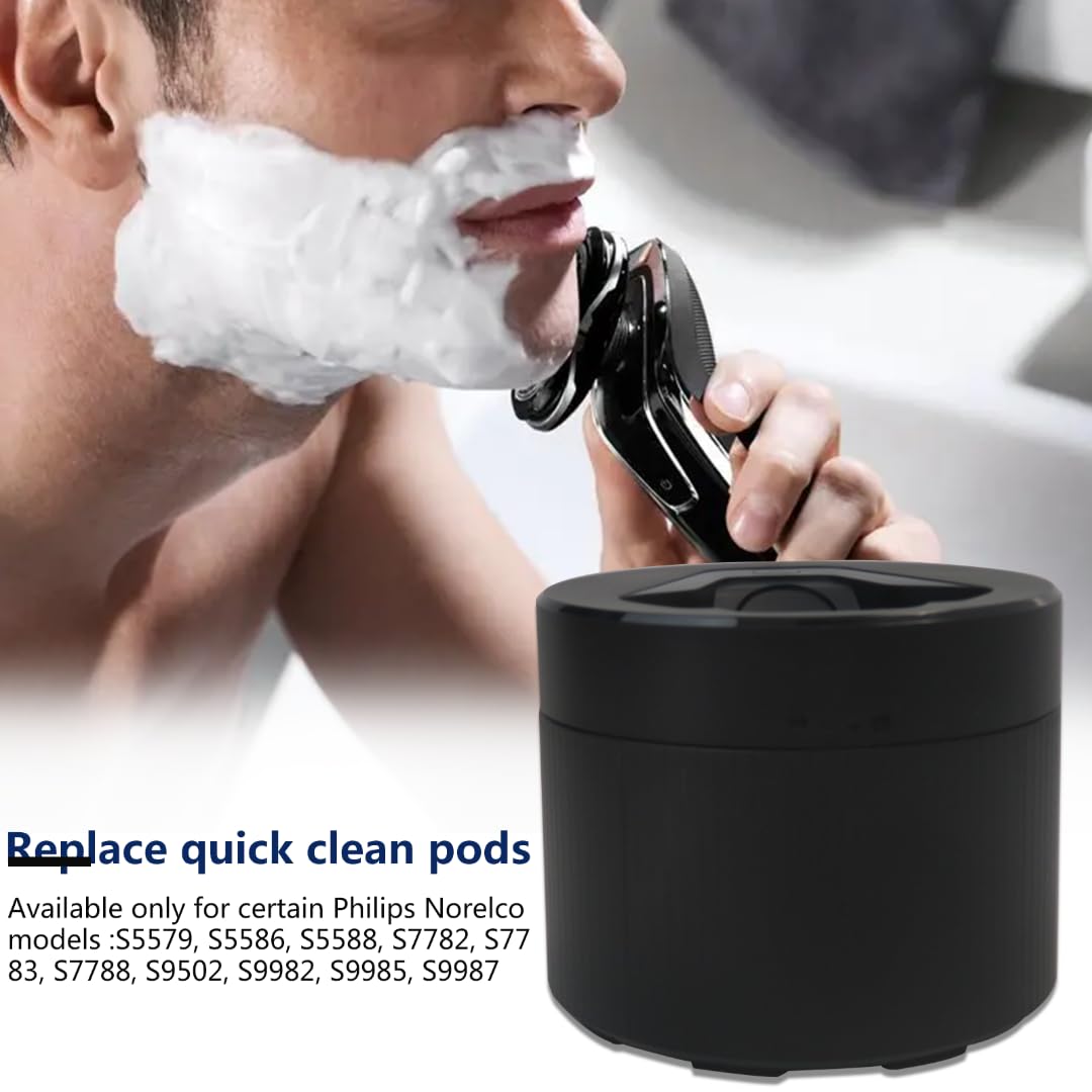 JRSHOME Quick Cleaning Clean Pod for Philips Series 7000 and Series 9000 Shavers, Black