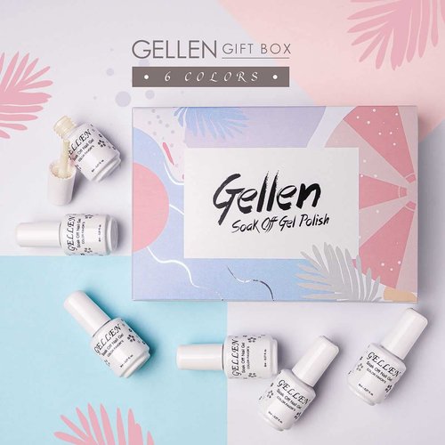 Gellen Nude Gray & Neutral Pink 6 Color Soak Off UV Gel Nail Polish Home Salon Manicure Kit