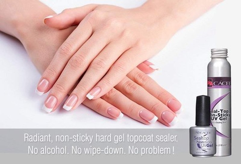 Cacee Gel Topcoat - Non-sticky Sealer for Acrylic, Builder Gel, Silk Wrap & Fiberglass Nails, Glass-like Shine, UV + LED (0.5 oz)