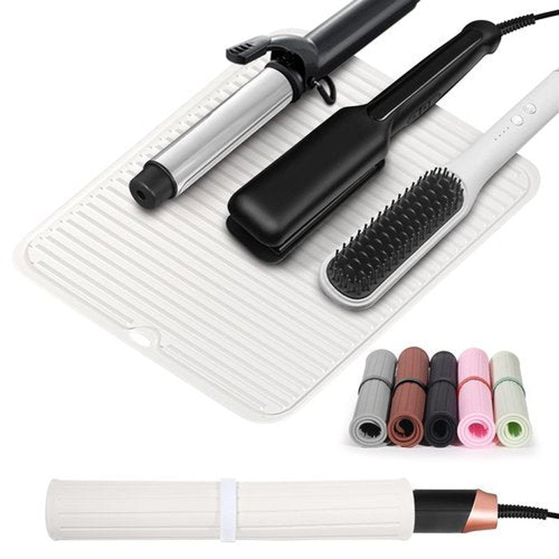 Quccefods Heat Resistant Mat Large Silicone Hot Hair Tools Mat for Curling Irons Flat Iron Hair Straightener Vanity Mat Portable Hair Styling Tools Hot Pad 14.2"*11"