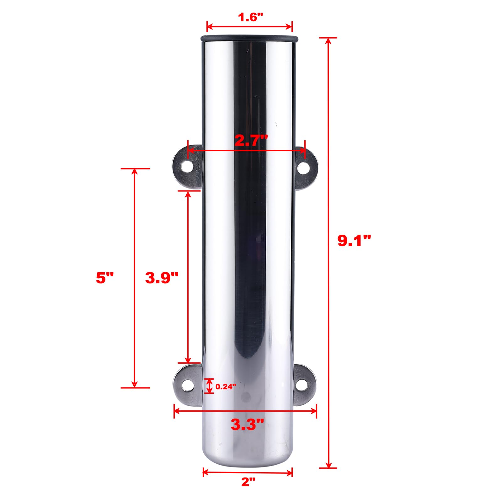 NovelBee 4pcs Fishing Rod Holders,Stainless Steel Boat Pole Holders with Weld Brackets,Side Mounted Transom Mounted Rod Holders for Kayak Marine