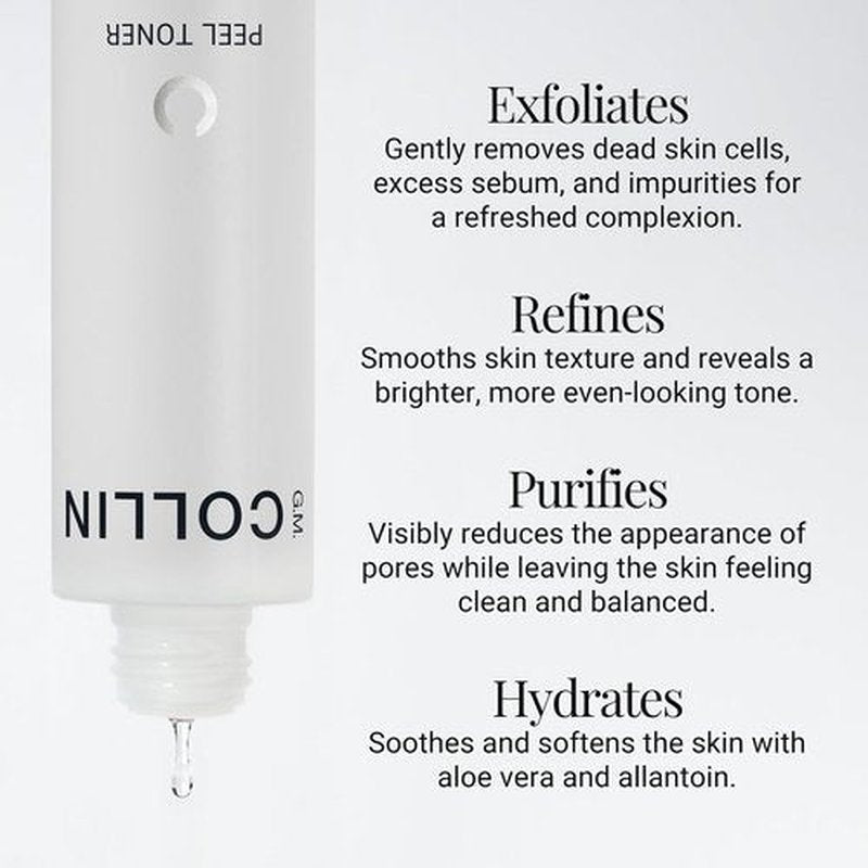 G.M. COLLIN Peel Toner Exfoliant - Daily Leave-On AHA BHA PHA Liquid | Salicylic Acid for Smooth Skin & Pore Minimizing | Aloe Vera Hydration