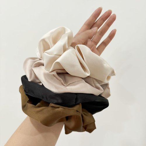 4 Pieces Jumbo Satin Silk Scrunchies for Women 7.2 Inches Large Oversize Scrunchies For Thick Hair Ties Ornaments for the Hair (Brown Mix)