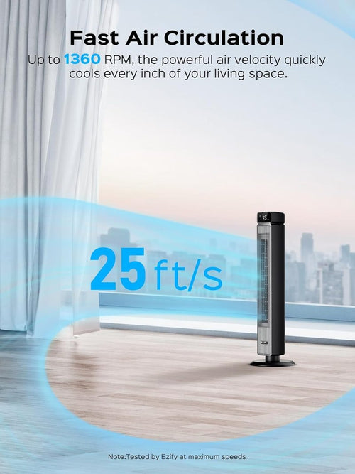 **Tower Fan - 40" Oscillating Cooling Fan with Remote, 6 Speeds, 12H Timer & Quiet 30dB Design**
