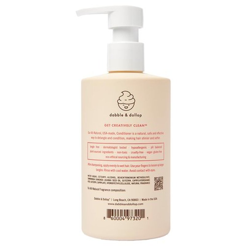 Dabble & Dollop Cherry on Top Conditioner - Natural Shine & Detangler for Kids, Paraben & Sulfate Free, Vegan, Gluten-free, Tear-Free (10oz, Pack of 2)