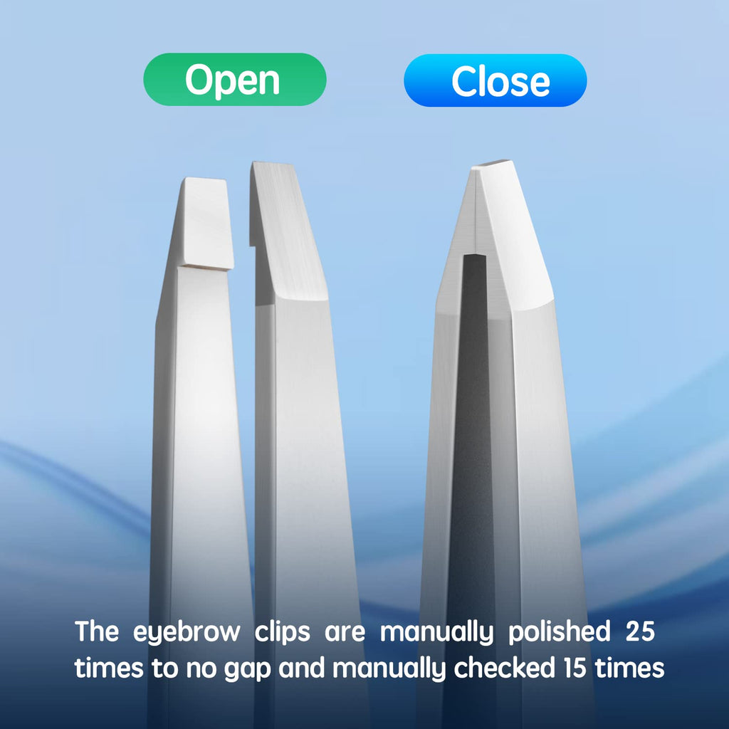 Velodios Professional Precision Tweezers for Women and Men, Stainless Steel Flat Tip Tweezers for Eyebrow, Facial Hair,Chin Hair and Ingrown Hair Removal