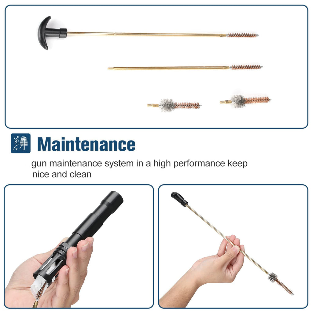 ProCase Gun Cleaning Kit for .223/5.56 Gun with Bore Chamber Brushes, Brass, Jags, Rods and Gun Cleaning Pick in Portable Compact Case Black