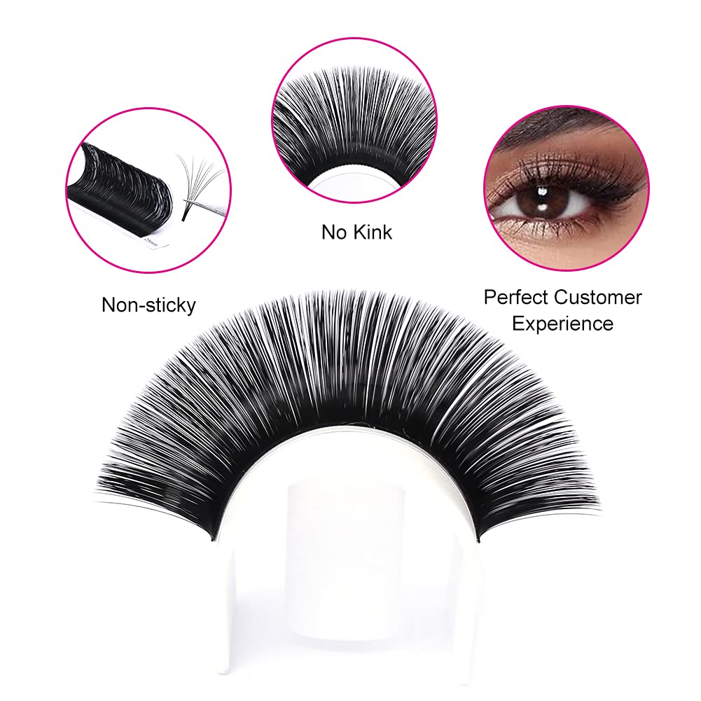 Eyelash Extension D Curl Easy Fan Volume Lashes 0.07 25-30mm Mixed Tray Faux Mink Lash Extension Self Fanning Blooming Lashes (0.07-D, 25-30 Mix)