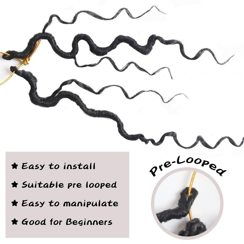 Vemet Goddess Locs Crochet Hair 8 Inch 9 Packs Faux Locs Synthetic Crochet Hair for Black Women, Boho Style Pre looped crochet with Curly Ends 1B