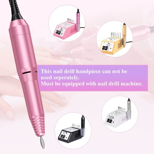 Nail Drill Handpiece Replacement for Professional Nail Drill Machine, 20000 RPM Handpeice Replacement Parts for SUBAY, ALLE˙S, HOINVO and JIASHENG, Pink