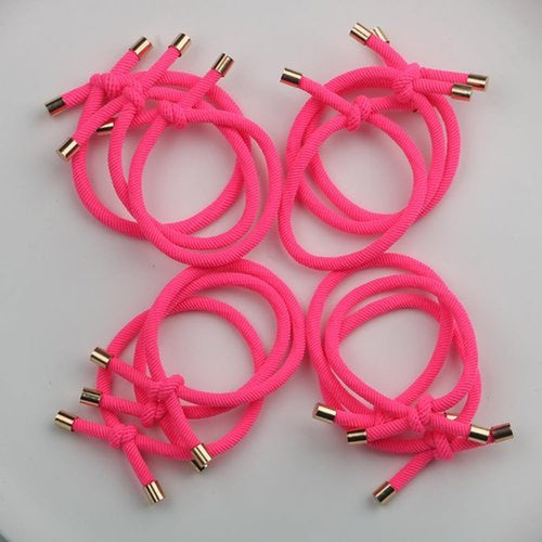 14PCS Hair Ties Elastics Stretchy Knotted Hair Ties Ponytail Holders for Women Girls Elastic Hair Rubber Bands for Thin Thick Wavy Curly Straight Long Hair (Neon Pink)
