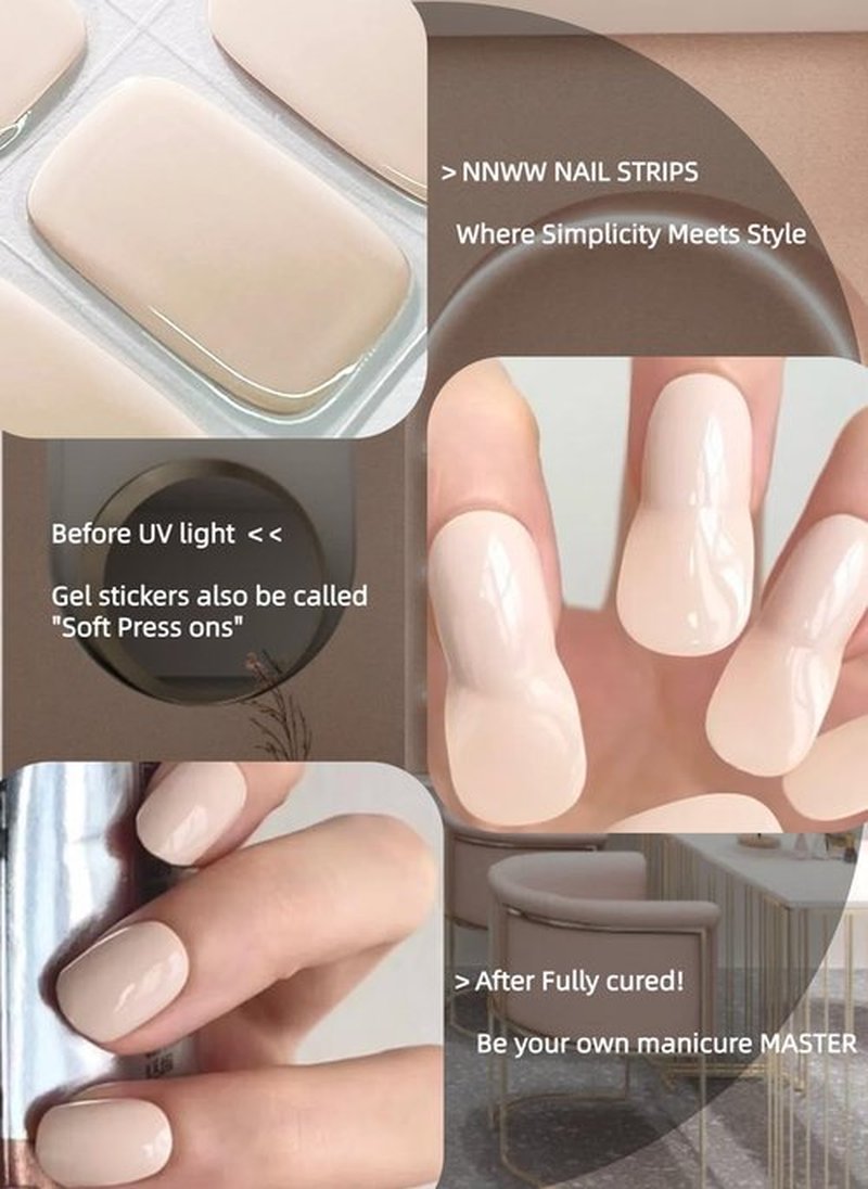 NNWW Semi Cured Gel Nail Strips 20pcs Spring Gel Nail Wraps with UV Light, Long-Lasting & Easy to Apply Nail Stickers for DIY Nail Art at Home (Sunset Butterfly)