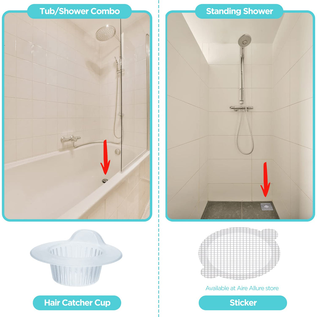 Aire Allure, 25 Pack, Hair Catcher for Bathroom Sink or Bathtub, White, Large