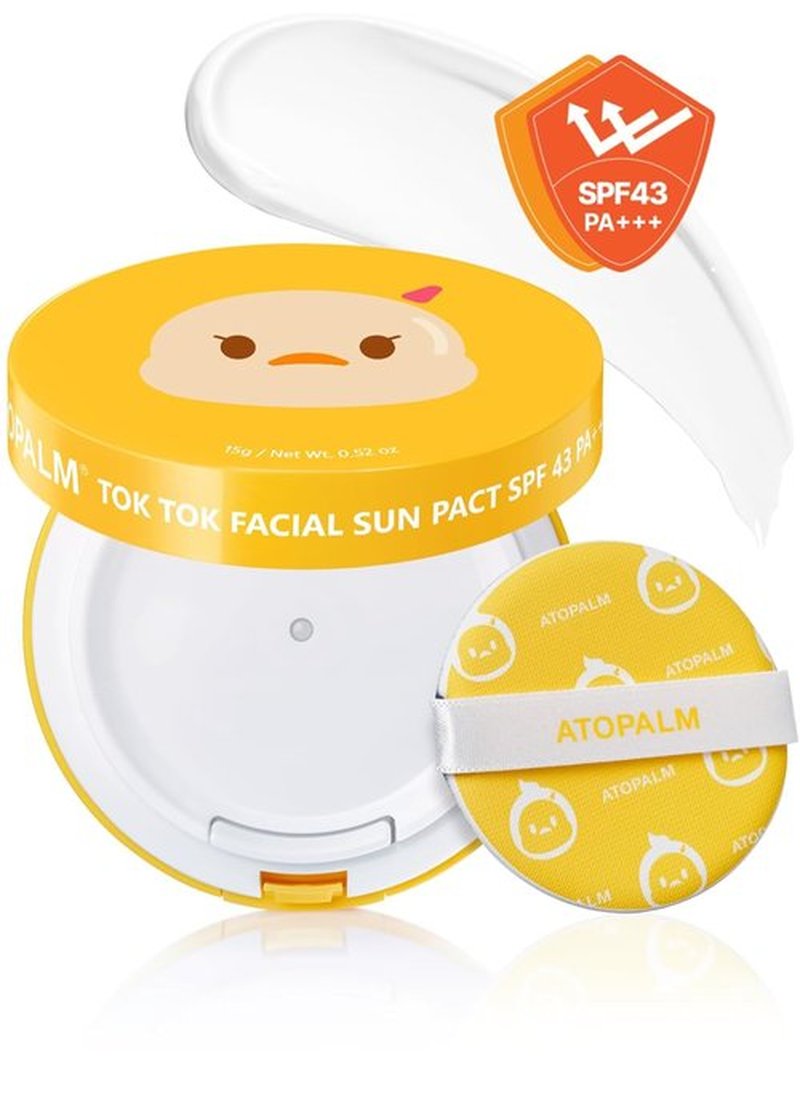 ATOPALM | Tok Tok Facial Sun Pact | SPF43 PA+++ Sunscreen Cushion for Dry, Sensitive Skin | 15g