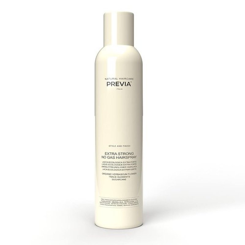 PREVIA Extra Strong No Gas Hairspray - Volumizing Hair Styling Spray with Organic Verbascum Flower | 6.7 oz - Vegan & Natural Italian Hair Care