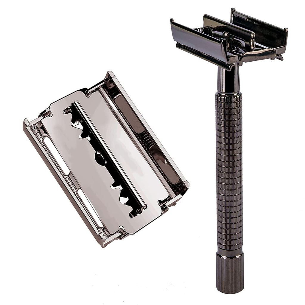 Grandslam Shaving Kit for Men, Safety Razor with 10 Blades, Shaving Brush, Stand and Soap Cream, Stainless Steel Bowl, Canvas & Leather Dopp Kit Gift Set