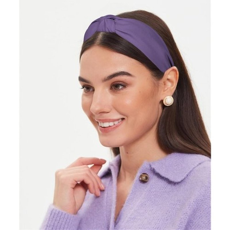 Amariver Knotted Headband for Women Non-slip Head Bands Top Knot Headbands Solid Colors Purple Headbands Fashion Hair Accessories for Women Girls
