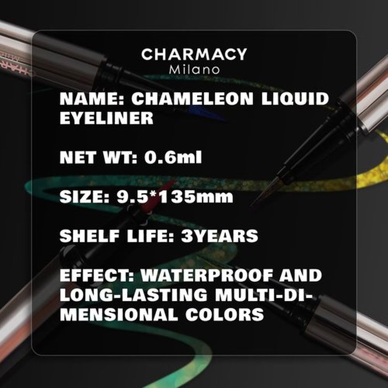 CHARMACY Liquid Eyeliner - Waterproof Intense Black Pen with Ultra Fine Tip | Smudge Proof & Easy Application, 0.6ml
