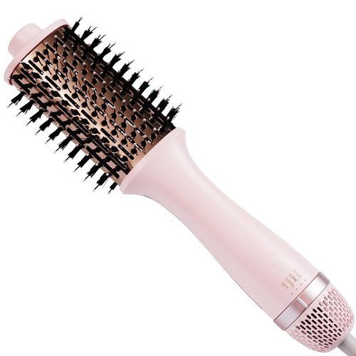 4.0 Ionic Hair Blow Dryer Brush - Lightweight 3X Faster Drying 5-in-1 Blowout Brush for More Shine, Smooth & Volume, Anti-Frizz Titanium Hot Hair Brush Straight & Curl, ESP. Long Hair (Pink & 12.6")