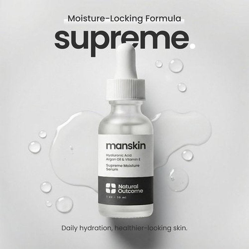 Natural Outcome Men's Supreme Moisture Serum - Anti-Aging Facial Serum with Hyaluronic Acid & Argan Oil