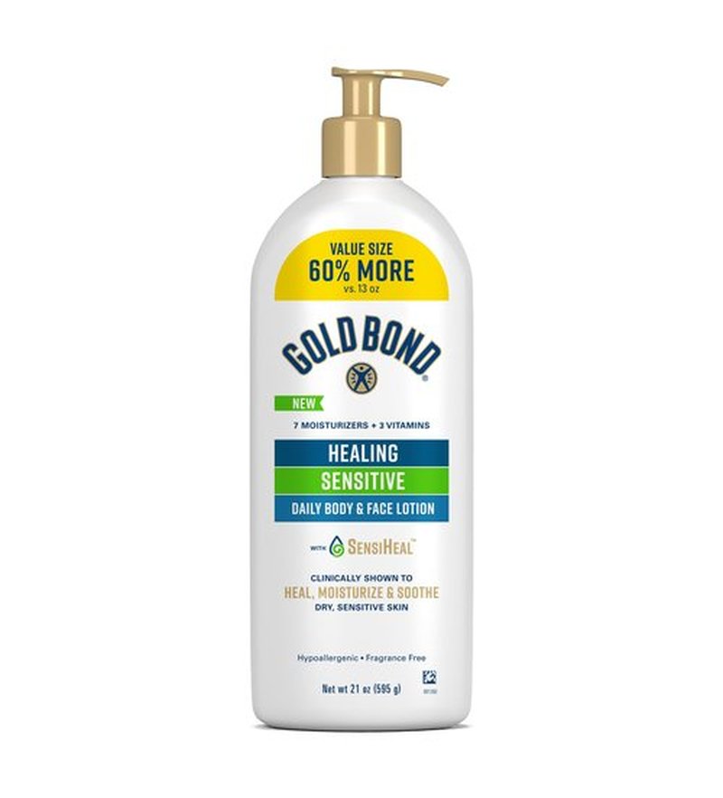 Gold Bond Healing Sensitive Daily Body & Face Lotion with Aloe Moisturizes, Heals & Soothes Dry, Sensitive Skin, Value Size, 21 oz.