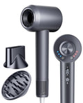 KVINEEN Hair Dryer with Diffuser, Blow Dryer with 160000 RPM Brushless Motor & Negative Ions for Fast Drying, Advanced Heat Control to Prevent Damage, Low-Noise Design, Self-Clean, Gray-1 Pack