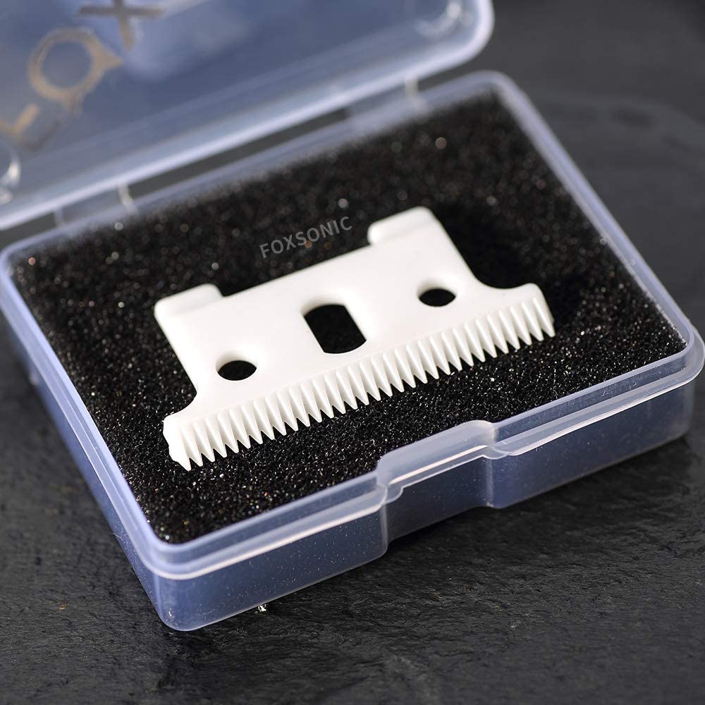 FOXSONIC 2pcs Replacement Ceramic Blade for 04521 t outliner Hair Trimmer andis GTX GTO T-Outliner Trimmer Ceramic Movable Blade Replacement T Blade (White)