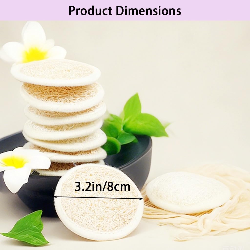 haikuluo Natural Loofah face Scrubber Pads, 6 Pack