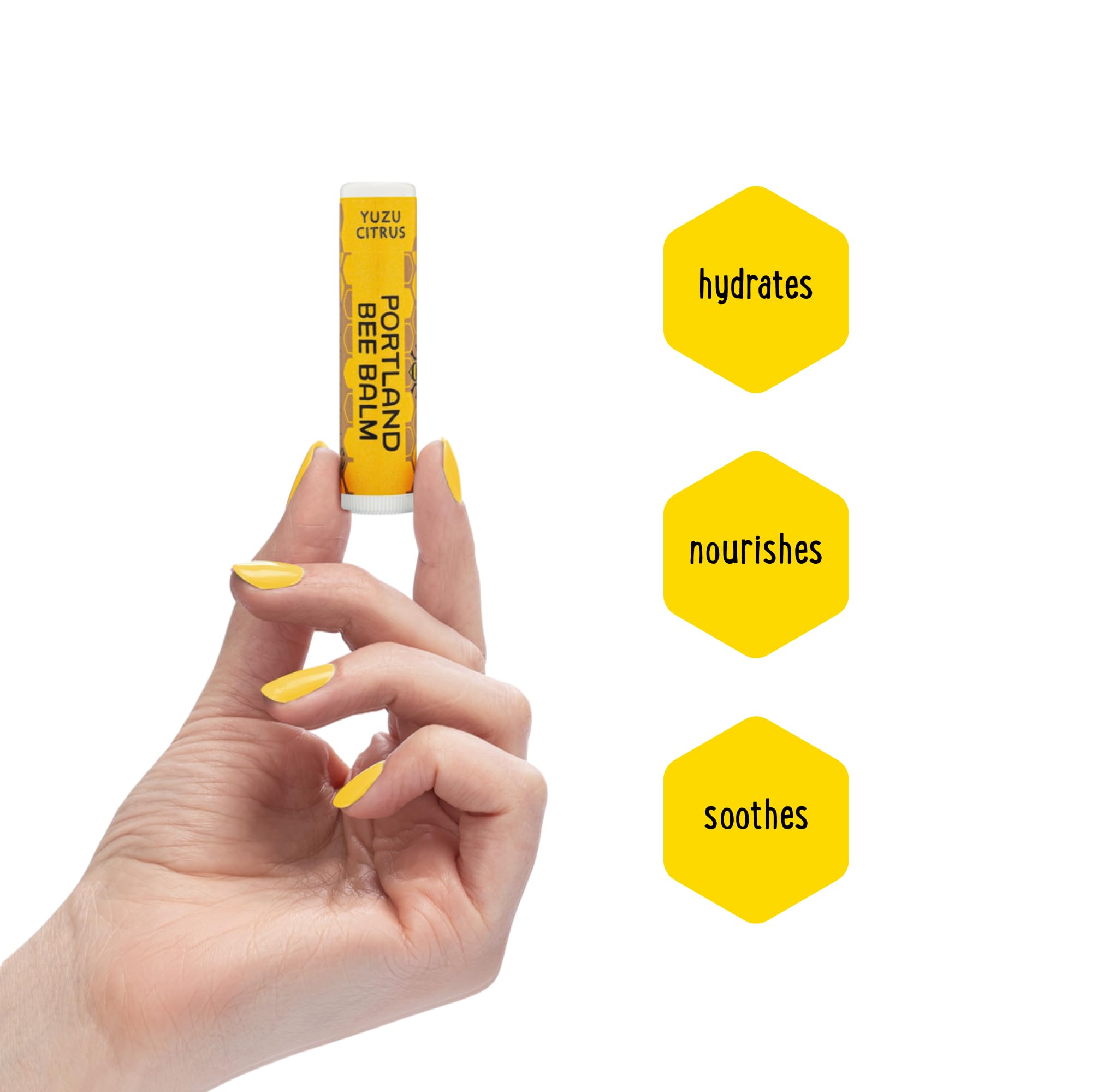 Portland Bee Balm All Natural Handmade Beeswax Lip Balm with Organic Coconut and Olive Oil (Yuzu Citrus) - 1 Count | Natural Lip Balm, Cruelty Free, Plastic Neutral, | Organic Lip Balm