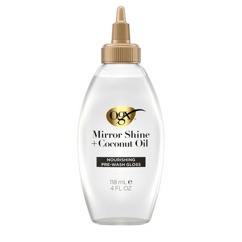 OGX Mirror Shine Hair Gloss - Nourishing Coconut Oil Treatment for 48 Hours of Glossy Shine | 4 fl. oz