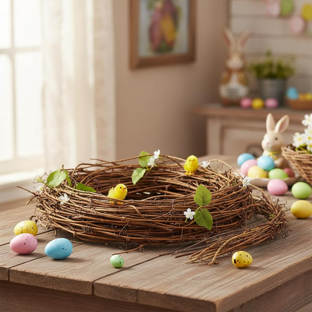 Twig Garland: 15.7ft Natural Grapevine Spring Wreaths for Front Door, Backdrop Hanging Vine for DIY Crafts Christmas Easter Valentines Day Wedding Party Home Decor