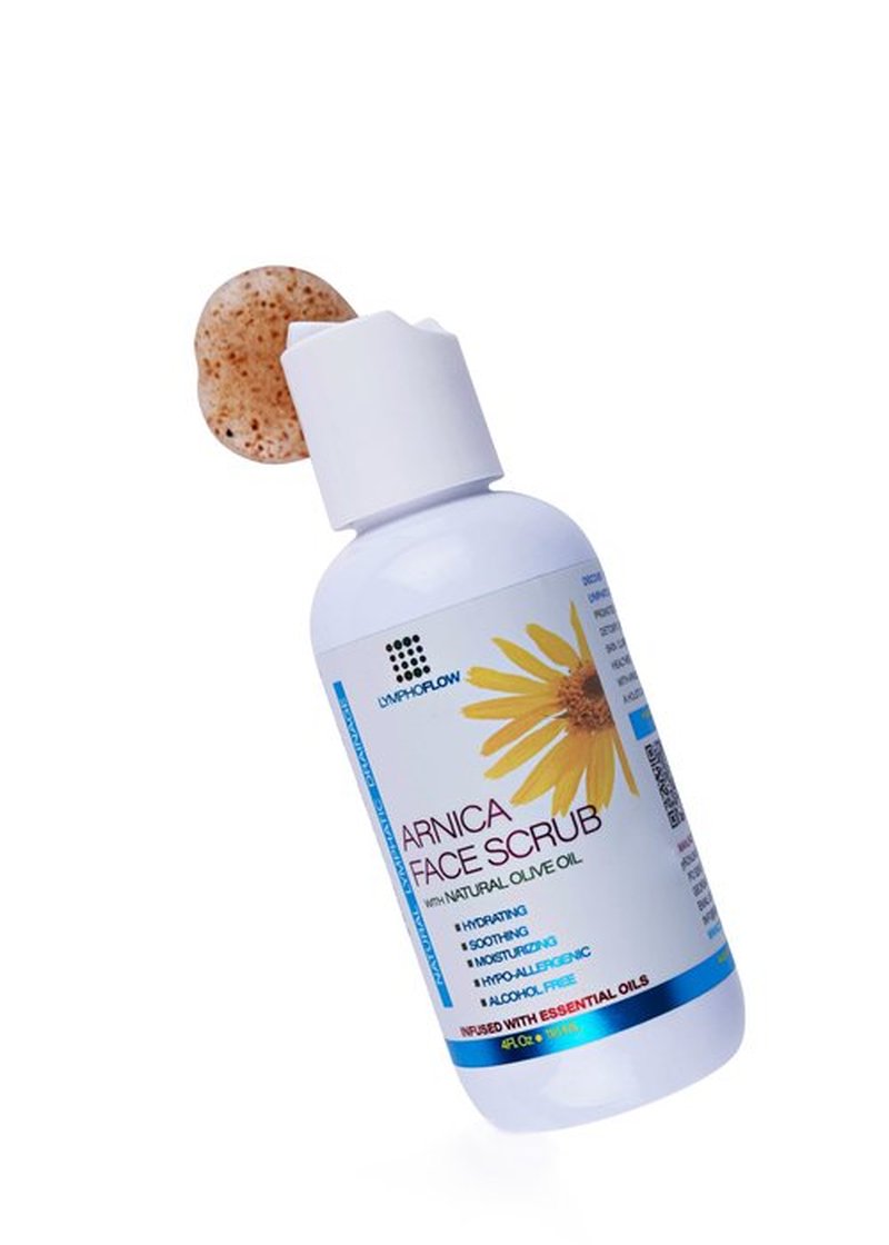 Bruizex Arnica Facial Scrub, Exfoliating Face Wash for Natural Lymphatic Drainage, Face Cleanser with Soothing Arnica Montana, Exfoliator For Sensitive Skin, Acne, Blackheads, Lymph Health, 4 Oz