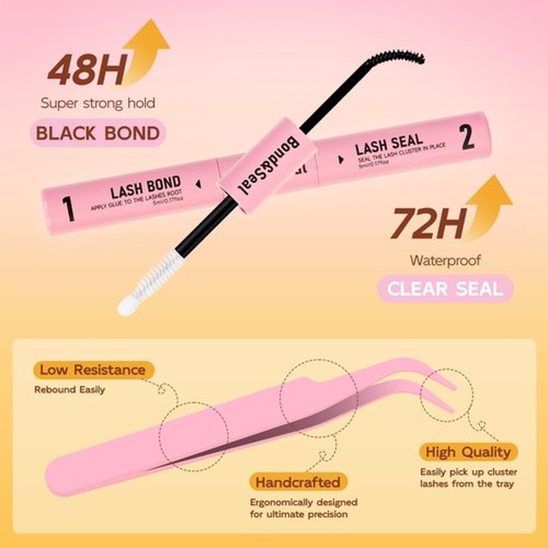 QUEWEL Lash Clusters Kit, 280 Pcs Lash Clusters 30D 40D 12-18mm Thin Band Lashes Clusters Natural Look Eyelash Extension Kit With Lashes Bond Seal Eyelashes Tweezers (LSTZ-30D+40D)