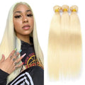 613 Straight Bundles Honey Blonde Human Hair 3 Bundles Brazilian 100% Unprocessed Virgin Extensions Double Weft Bundle 10 12 14 Inch