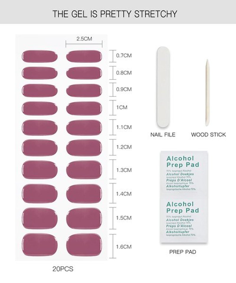 JMEOWIO Gel Nail Stickers Purple Semi Cured Gel Nail Strips Wraps UV/LED Nails Art Design Decoration Accessories