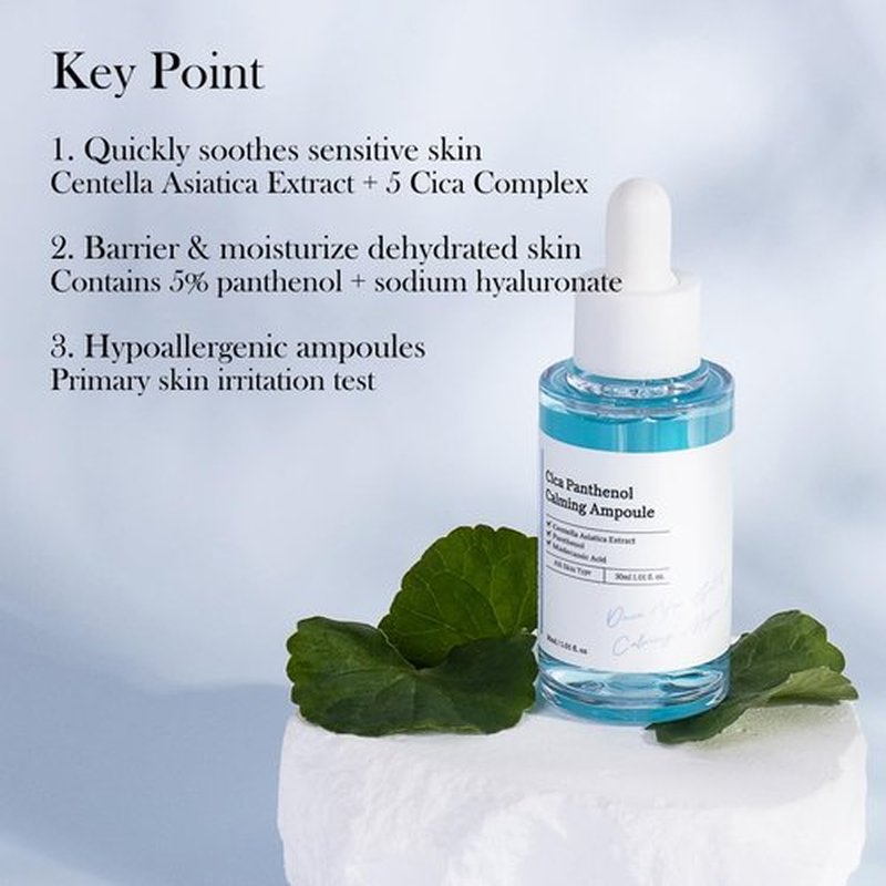 RAVIEL Cica Calming Ampoule – Soothing & Hydrating Serum with Panthenol and 5X Exosome Complex for Sensitive, Troubled Skin, Korean Skincare,30ml 1.01 fl oz