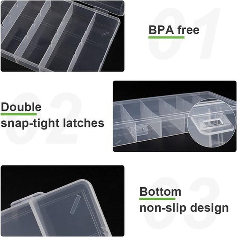 Skiennix Clear Plastic Storage Box - Versatile Organizer for Makeup, Jewelry & Tackle | 2-Pack