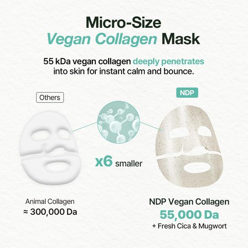NDP Collagen Cica Cooling Hydrogel Face Mask - Soothing Ice Mask for Puffiness Relief | Vegan Collagen & Centella (4 Sheets)