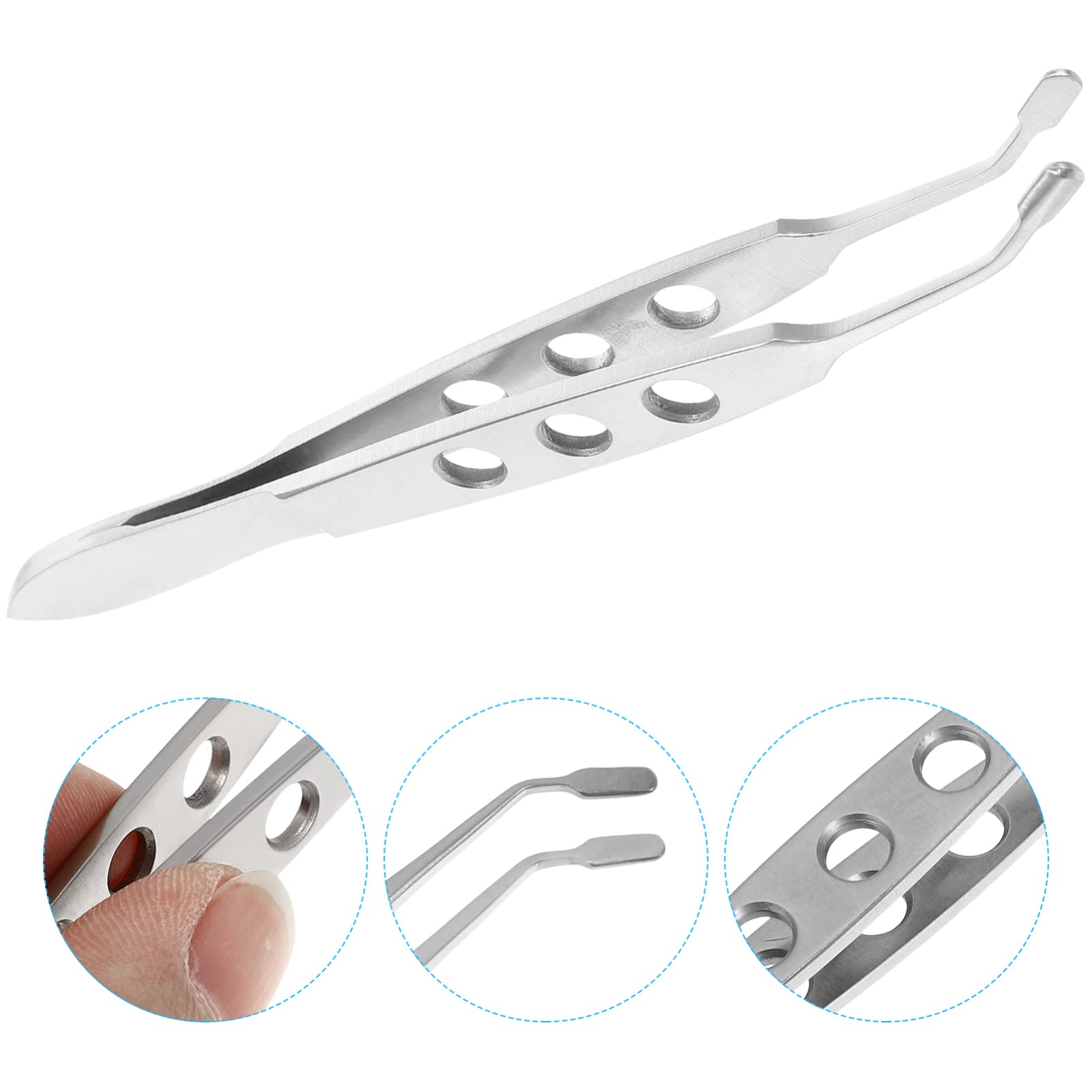 Meibomian Gland Expressor, Stainless Steel Eyelid Massage Forceps, Precision Face Care Tweezer Tool with Rectangle Tip for Dry Eyes