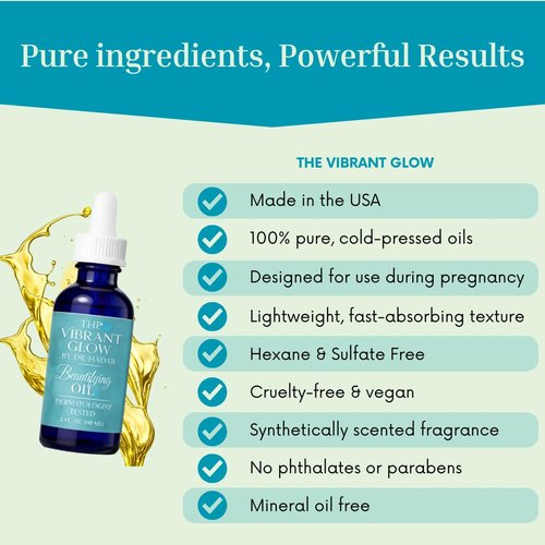 The Vibrant Glow, Luxury Beautifying Oil for Scars & Stretch Marks, Brightening & Smoothening, Hydrating Face & Body, Pure Oil Blend with Vitamin E, Rosehip & Argan, Vegan, Dermatologist Tested, 2 oz